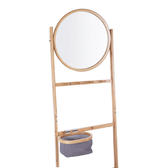 Wall Rack Bamboo with Round Mirror [Display]